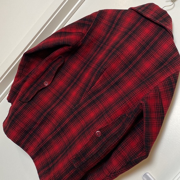 Vintage Woolrich Coat Men 42 Red Black Buffalo Plaid Mackinaw 70s Wool Hunting - Picture 10 of 16